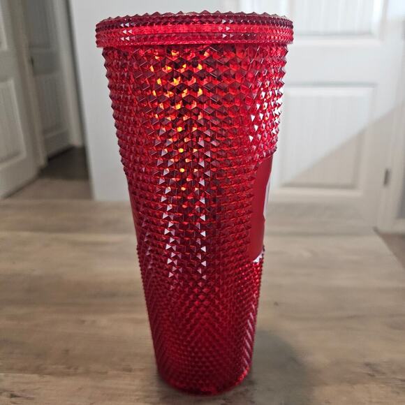 Oklahoma University Sooners Studded Tumbler Starbucks Plastic No Straw Red OU - Picture 7 of 12